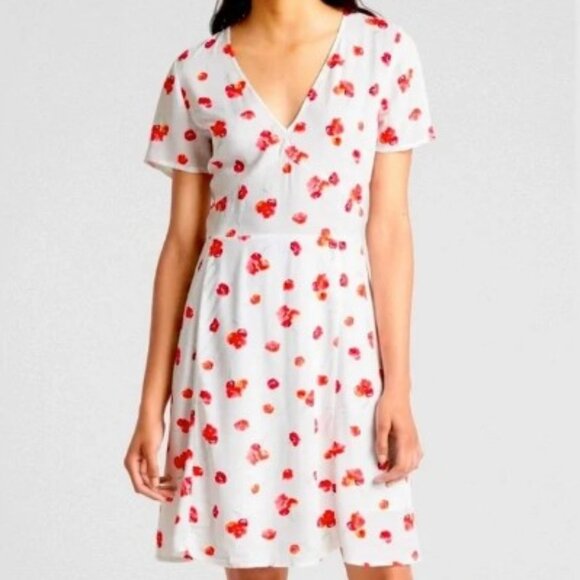 GAP FIT AND FLARE FLORAL POPPY DRESS GUC - Picture 1 of 11